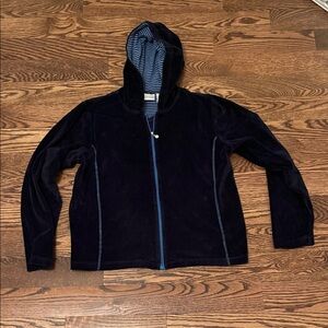 Erika Navy and Black Striped zip up jacket